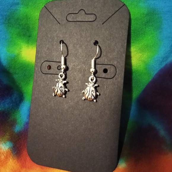 Tiny Beetle 🐞 Bug Charm Earrings Handcrafted - Picture 2 of 2